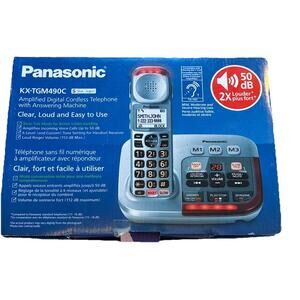 Panasonic Cordless Phone Hearing Loss Amplified Answering Machine KX-TGM490C NEW